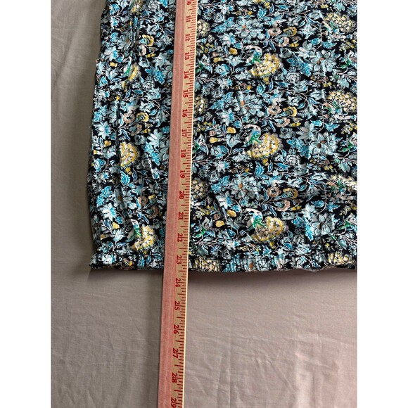Loft Outlet Blue Floral Print Scrunch Waist Vneck Tank Blouse size large - Picture 4 of 6